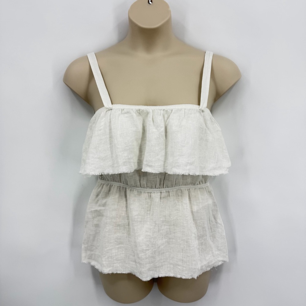 Reformation 100% Linen Layered Sleeveless Halter Style Top White Size L - Picture 3 of 10